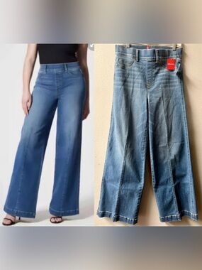 SPANX SEAM FRONT WIDE LEG PULL ON JEANS WOMENS SIZE M~NWT